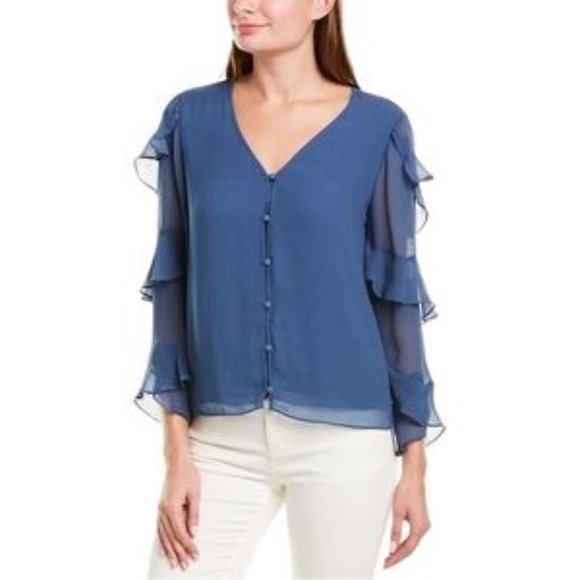 ❤️ Vince Camuto Tiered Sleeve Chiffon Blouse - Picture 2 of 7